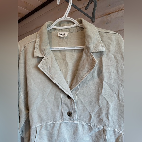 Nicole Miller | Lagenlook Linen Blend Long Sleeve Pullover Top - Picture 3 of 7